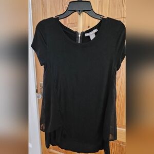 Kate & Mallory Swing Tunic Top with Zipper Back and Shear Overlay side panels XS